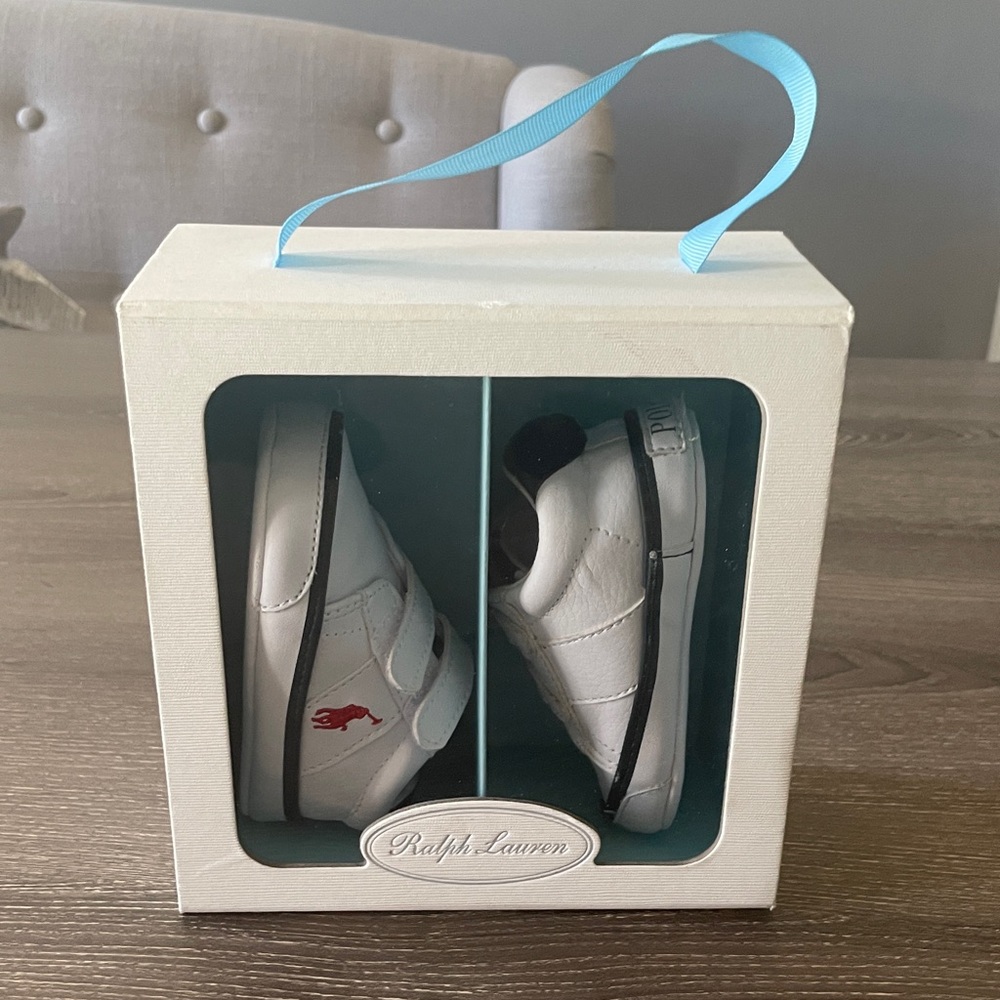 Ralph Lauren Newborn baby White Sneakers 3
